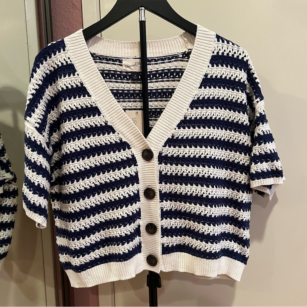 Universal Thread Navy and White Striped Cardigan